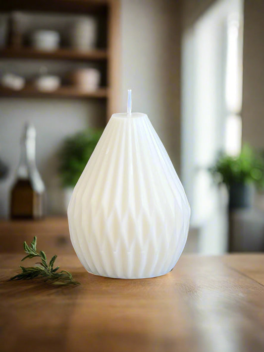 Unscented Geometric Pear Pillar candle